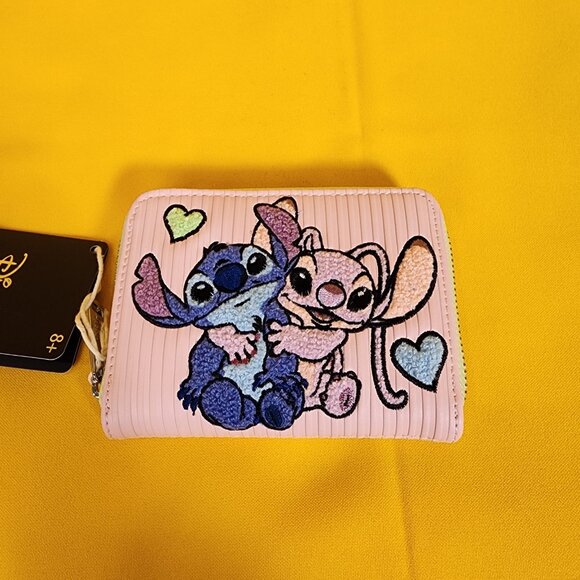 Loungefly Disney Lilo and Stitch Angel Corduroy Pastel Color Block Zip Wallet - Picture 8 of 13